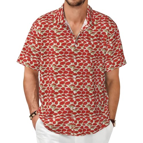 Chemise imprimé champignon rouge homme manche courte été voyage et loisirs outdoor