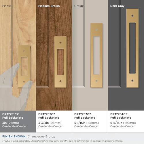 Image of Amerock Medora 3 inch Champagne Bronze Backplate | Decorative zinc cabinet hardware backplate designed to complement knobs and pulls while protecting cabinet surfaces