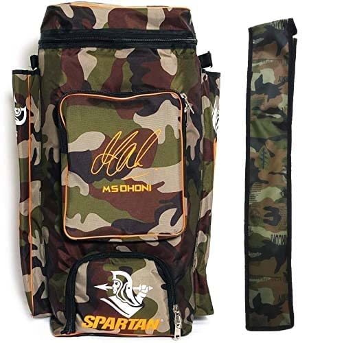 GLOW WINGS MSD Nylon Unique Sparten Olive Green Army Printed Cricket Kit Bag for Cricketers Free BAT Cover