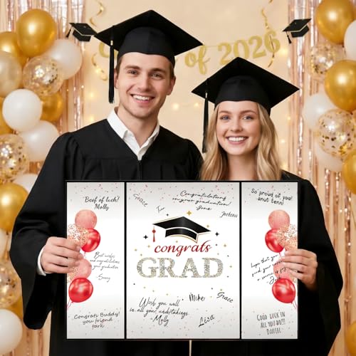 Image of SIHPTO Graduation Guest Book 2026 College Graduation Party Decorations,Red Graduation Signature Book,Class of 2026 Congrats Grad Guest Book Alternative, Graduation Gifts for Her Him