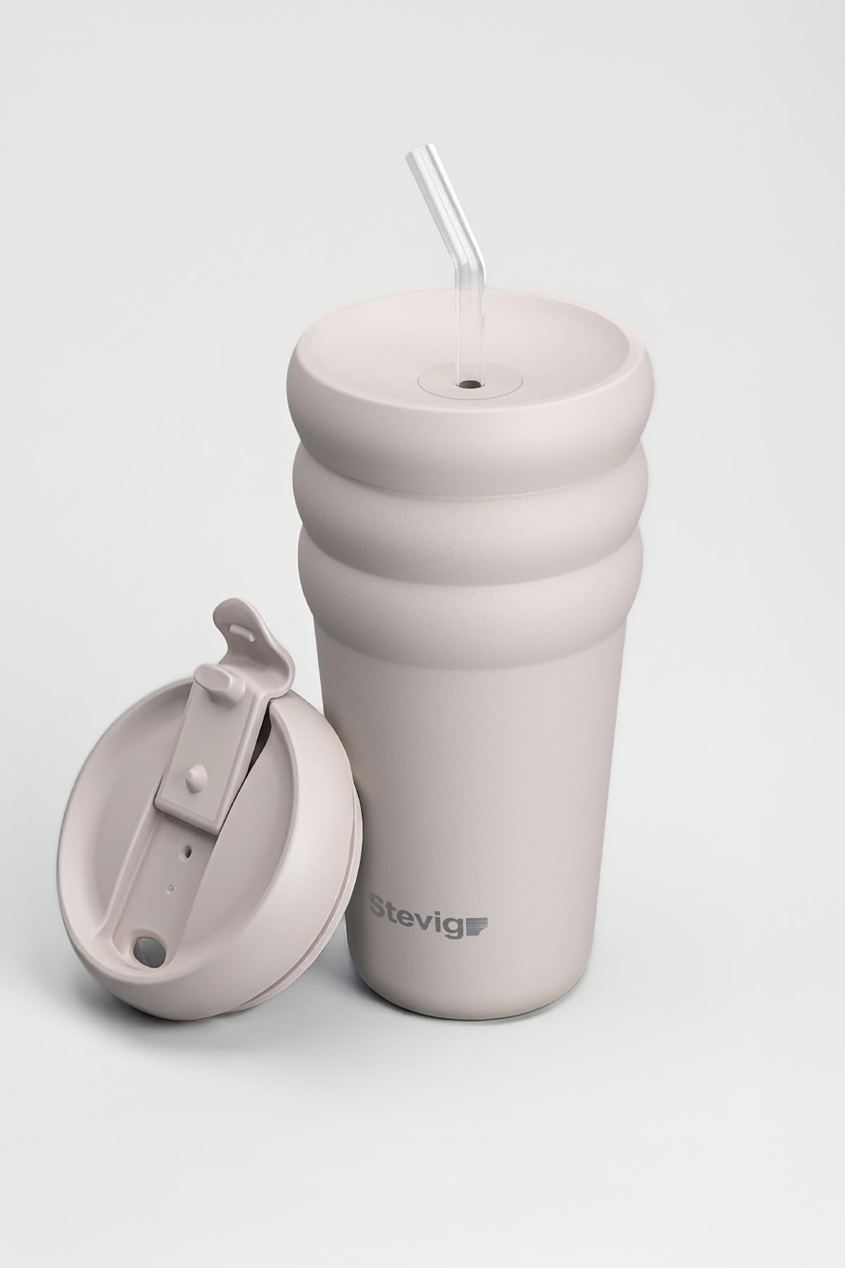 3 Bubble Two-Cap Straw Tumbler Çelik Termos 600 ML Crushed Rock ST-244
