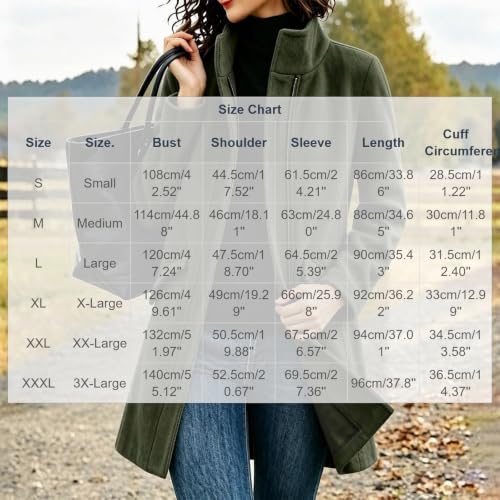 Trench Coat Women Zip Up Stand Collar Side Pocket Casual Jacket Fall Winter - image 5