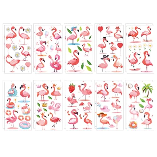 20 Autocollants De Tatouage De Flamant Rose, Autocollants De Tatouage De Simulation, Autocollants De Décoration De Corps De Fête, Autocollants Peints...