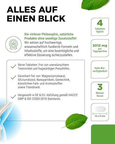 vit4ever Glucosamin Chondroitin MSM - 365 Tabletten - Hochdosiert mit 2012 mg pro Tag - 3 Monatsvorrat - Ohne unerwünschte Zusätze