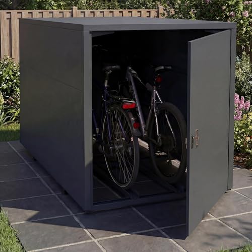 HWC-P93 - Garaje para 2 bicicletas (123 x 113 x 208 cm, acero galvanizado), color antracita