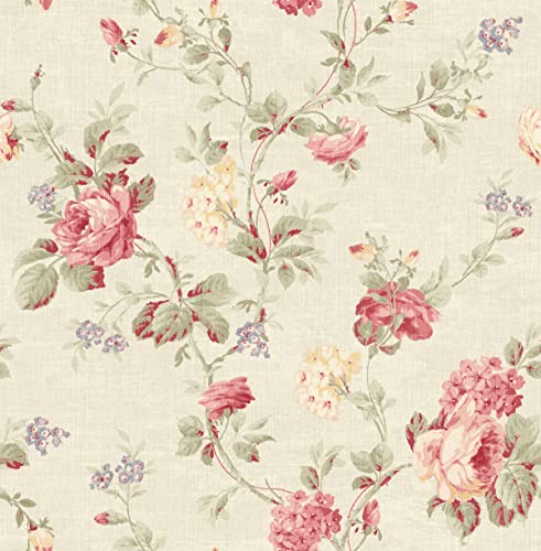 Wallpaper Traditional Pink Red Roses Floral Vine By Wallquest #TOP5