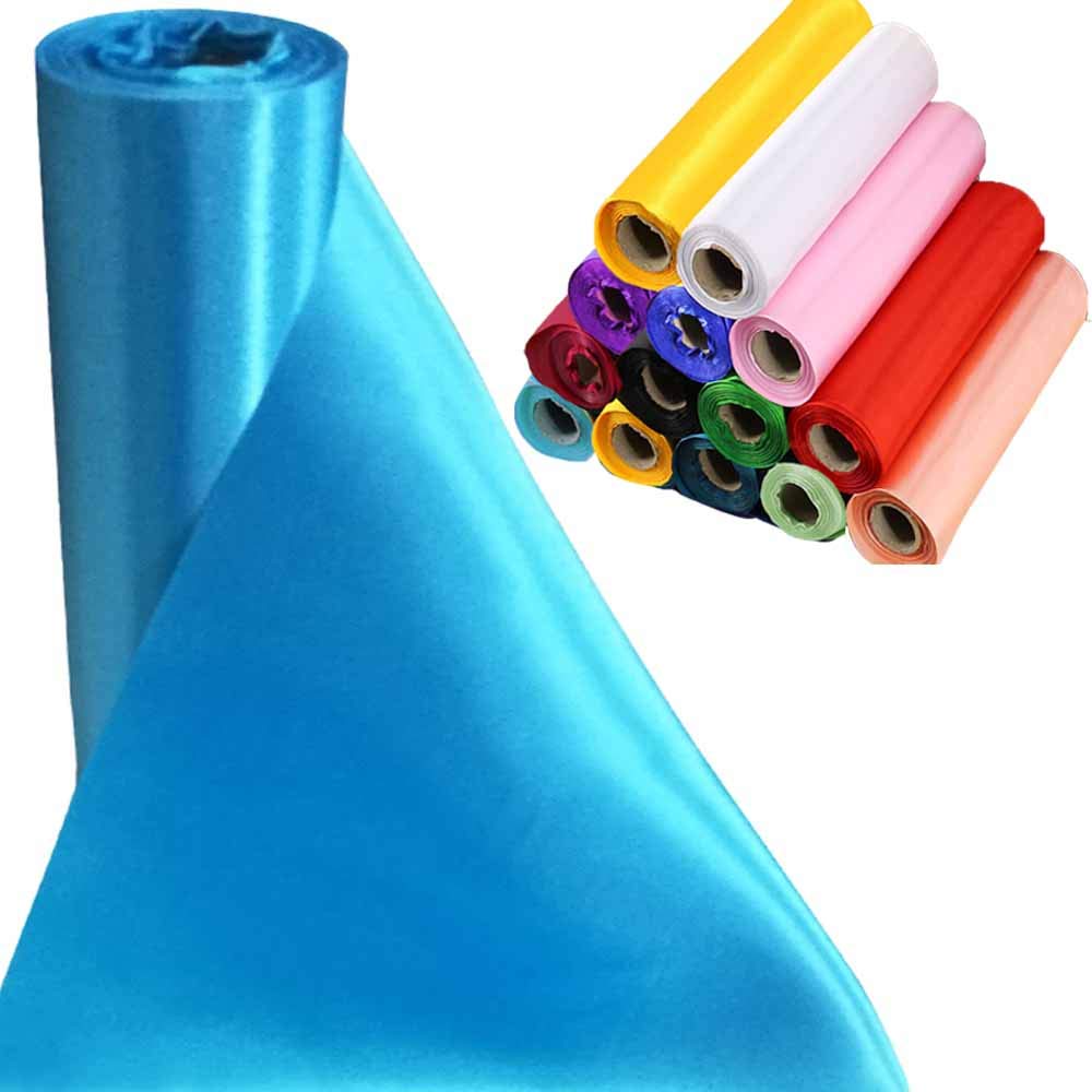 Time to Sparkle 5 Rolls 29cmx20M Satin Roll Sash Fabric Chair Cover Bows Table Runner Sashes Swags for Wedding PartyAqua Blue