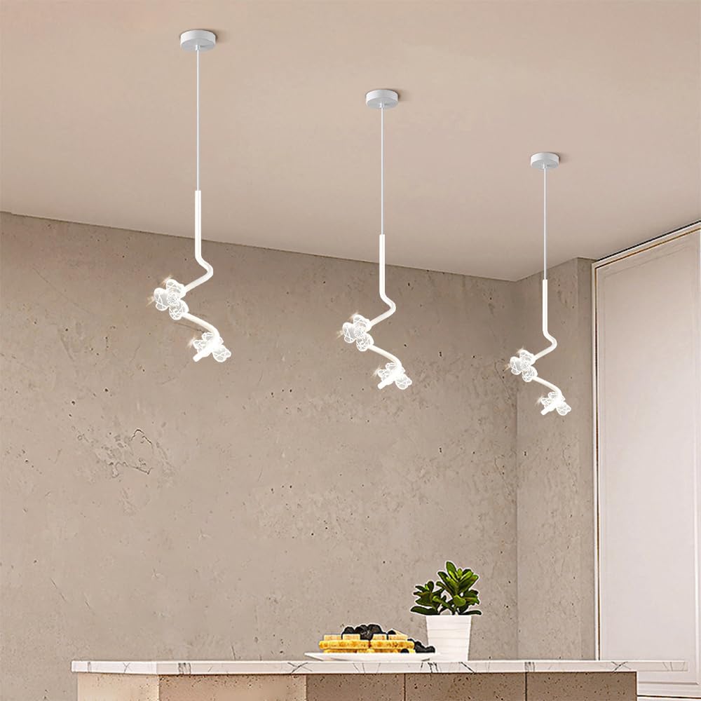 Liniowa spiralna lampa wisząca, ultracienka metalowa lampa wisząca z akrylowym kloszem w kształcie kwiatu, dekoracyjne lampy wiszące przy łóżku, nowoczesna lampa LED Chaner - 18 W - 3 tryby kolorów