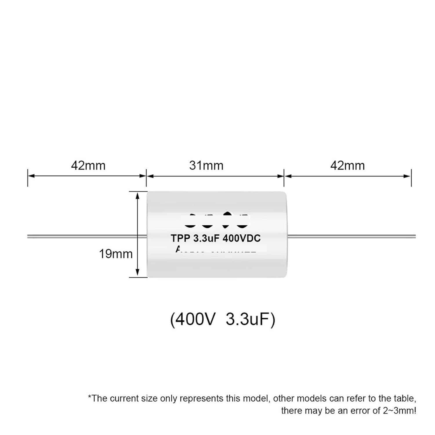 2 Pack Audio Amplifier Capacitors MXP Polypropylene Crossover 400V 1.5UF 2.2UF 3.3UF 4.7UF 10UF for Filter Amplifier Audio(10UF 400V)