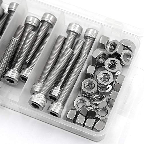 M8 Innensechskantschraube und Mutter Kombinationsbox 304 Edelstahl Mechanische Innensechskant Bolzenset 20mm 30mm 40mm 50mm
