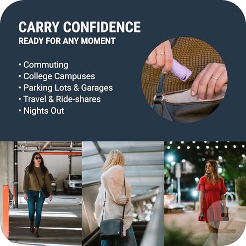 Image of SABRE Pepper Spray with Fast Flip Top Safety & Snap‑Clip Keychain for Self Defense - Maximum Police Strength OC with UV Marking Dye, Finger Grip, 10‑Sec. Spray, 14-ft Range, Made in USA, 0.54 fl oz