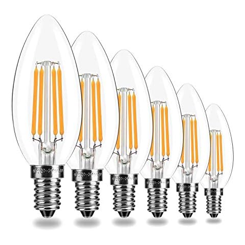 Topleder E14 LED Candle Bulbs, C35 Dimmable Warm White 2700K 4W LED Filament 40W Incandescent Bulb Equivalent (6 Pack) Cover