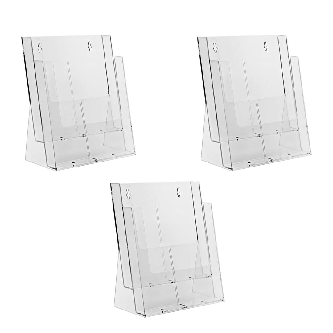 Danieli | Expositor porta folletos de mesa con 2 plazas A4 de acrílico transparente - Expositor de mesa - Expositor para volantes, tarjetas, portadocumentos y tarjetas (3)