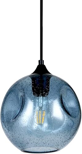 Luces colgantes para isla de cocina, colgante de cristal moderno, color azul claro, con burbujas, para colgar en el techo, lámparas colgantes sobre disponible en Yaxa Peru