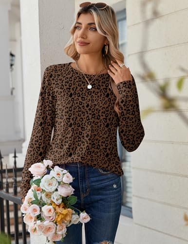 Zeagoo Tops for Women Dressy Crewneck Long Sleeve Shirts Lightweight Basic Tee Business Casual Outfits4