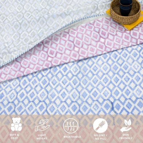 Image of TOAIArt Premium Jaipuri Dohar | AC Blanket Summer Quilt | Hand Block Printed | 3 Layers | Reversible| 150GSM 100% Mulmul Cotton| 100% Cotton Flannel Filling| Single 60 inch X 90 inch|Vintage Geometric Pattern
