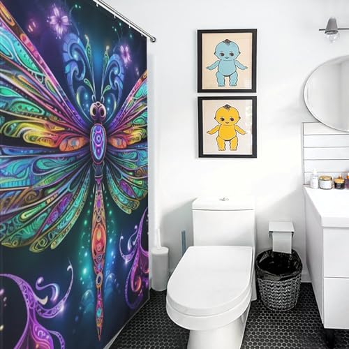 Rideau de douche papillon en textile résistant 152x183cm - 3