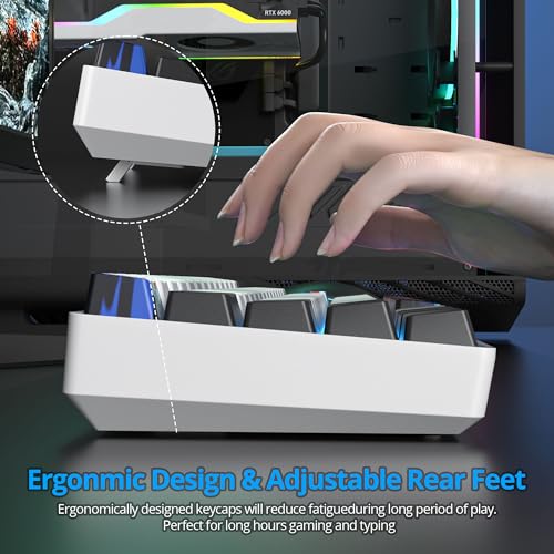 Image of Protable 60% Percent Gaming Keyboard Mechanical, Mini Compact Ice-Blue LED Backlit 68 Keys Wired Office Keyboard with Red Switch for Mac /Win /PS4 /PS5（68White /red Switch）