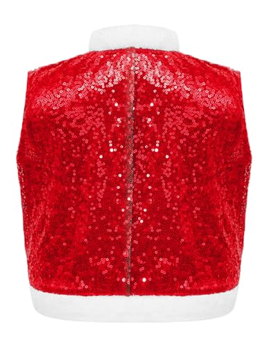 Kids Boys Girls Circus Dance Cosplay Waistcoat Sleeveless Faux Fur Hem Santa Elf Christmas Party Vest2