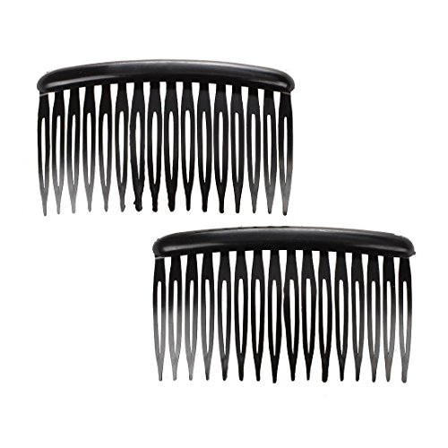 uxcell Women 16 Teeth Black Plastic Comb Hair Pin Clip Hairdressing Clamp 3.1" Long 2 Pcs