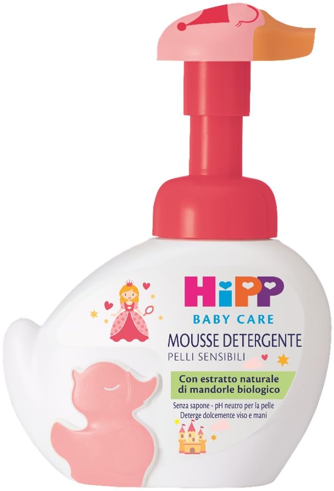 HiPP Baby Care, Mousse Detergente Bambini a Forma di Paperella Rosa, Limited Edition, Tema Principessa, Deterge e Idrata Corpo e Mani, Pelli Sensibili
