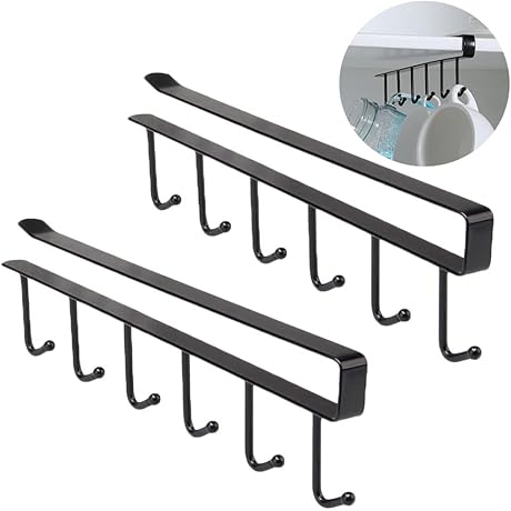 2 Pack Space-Saving Hanger Hooks with 6 Hooks for Cabinet Storage