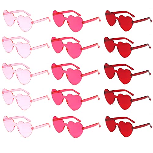 ZOOMPIL 12STÜCK Randlose Herz-Sonnenbrille Team-Braut-Brille Herz randlose farbige Brille für Frauen Herz-Sonnenbrille Randlose transparente farbige Sonnenbrille Transparente Linse Cover