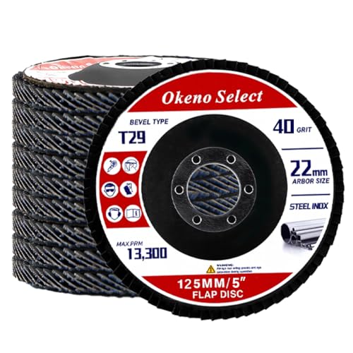 Okeno Select 10 Stück Fächerscheibe 40 Korn 125 Fächerscheiben 125mm Fächerschleifscheibe T29 Schneiden Schleifscheiben Lamellenscheiben Fächerscheibe für Metall Holz Stahl Schnelles Präzises