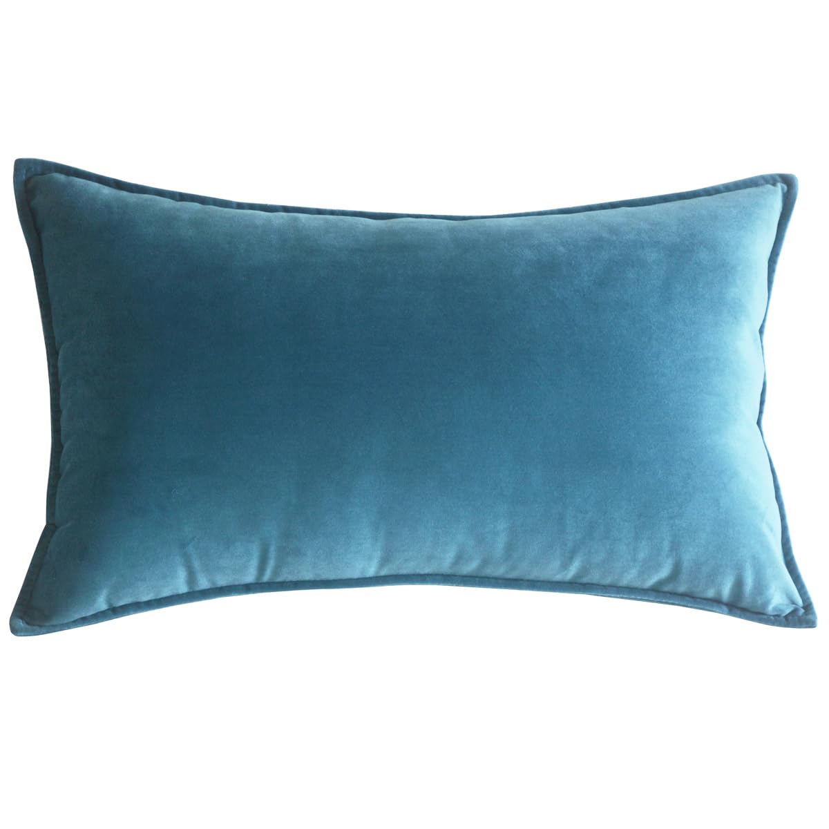 Lutanky Velvet Cushion Covers 40 x 60cm Blue Rectangle Piped Throw Pillow cases Cushion Decorative Long Pillow Covers for Sofa Couch with Invisible Zipper