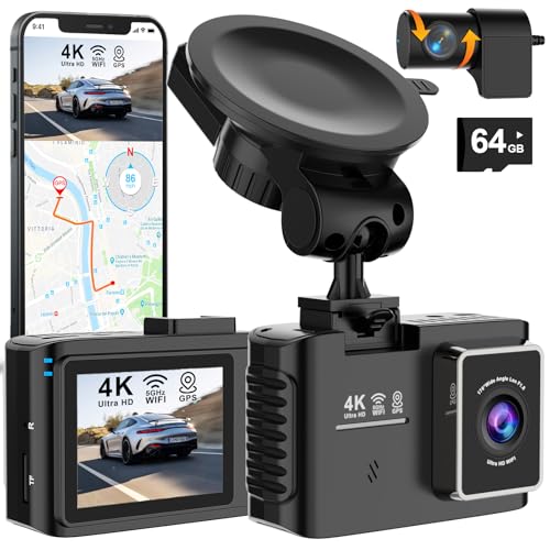 Dashcam Auto Vorne Hinten 4K/2.5K, 5GHz WiFi Dash Cam mit GPS,...