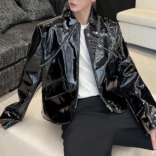 Chaqueta de cuero casual para ciclismo tipo bomber miniatura 2