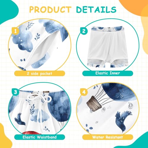 Toddler Boys Swimwear Swim Trunks with Compression Liner 4T Hot Air Balloon Blue4