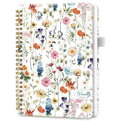 Taja Undated Weekly Planner Weekly To Do List Notebook with Goal & Habit Tracker Organizer A5 Weekly Planner Notebook with Spiral Binding 6.1 x 8.2 - Floral