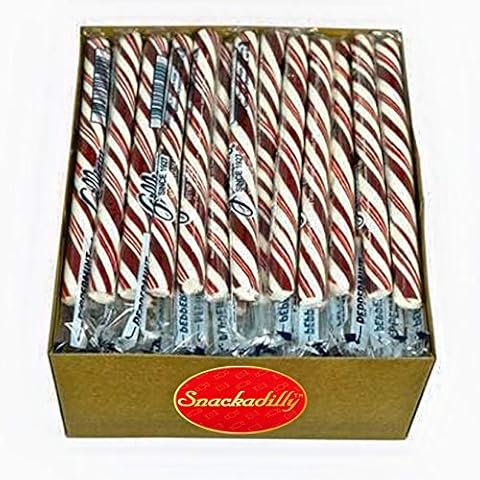 Peppermint Candy Sticks - Box Of 80 Candy Sticks Individually Wrapped - Carefully Packaged By Snackadilly Cover