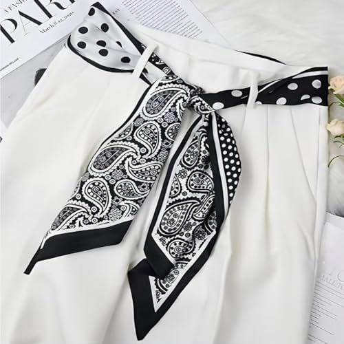 Image of Head Hair Scarf for Women,Silky Long Headscarf Purse Bag Scarfs for Handbag Fashion Satin Neck Scarves Accessories