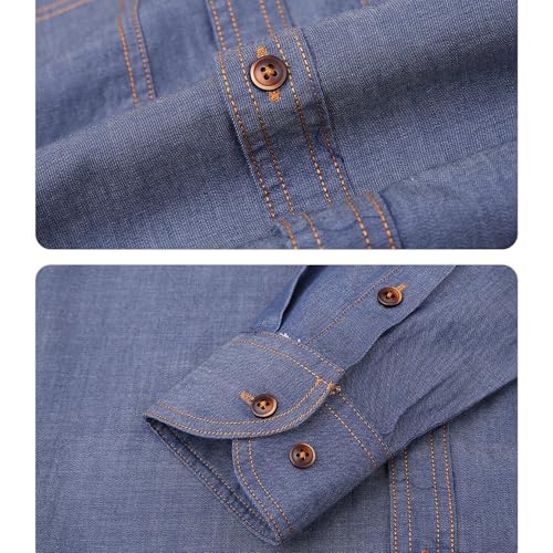Men Casual Button Lapel Denim Shirt Young Handsome Single Breasted Jean Shirt Fall Classic Comfy Faux Denim Shirts4