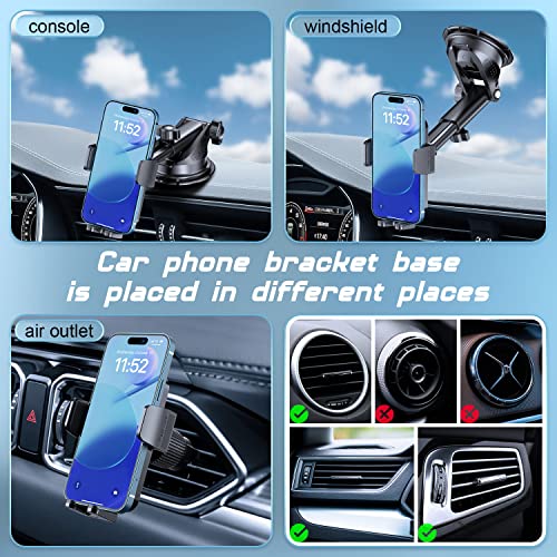 Suuson Phone Holder For Car -3In1 Long Arm Car Phone Holder Mount, Suitable For Car Dashboard/Windshield/Vent, Car Adjustable Phone Holder, Compatible With All Smart Phones And Cars #TOP1