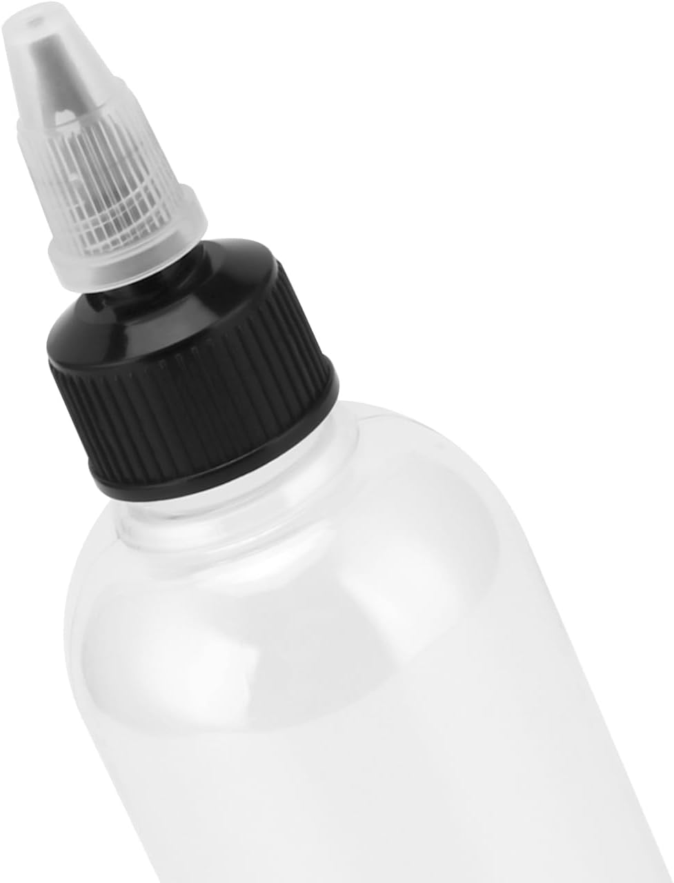 MOUYAT 64 PCS 4 oz 120ml Plastic Boston Squeeze Bottles, Paint Squeeze Bottles, Empty Dispensing Bottle With Twist Top Cap, Black White Plastic Squeeze Bottle for Oil, Paint - Image 3