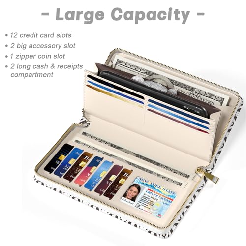 Image of Aiawoxc Womens Wallet, RFID Wristlet Wallets for Women, Ladies Clutch Purses, Large Travel Card Holder with Phone Holder | RFID