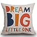 Smooffly Dream Big Little One - Funda de cojín decorativa para muebles de exterior de lino cuadrado con impresión de doble cara, para casa, oficina, sofá, coche, jardín, 45 x 45 cm, 45,7 x 45,7 cm