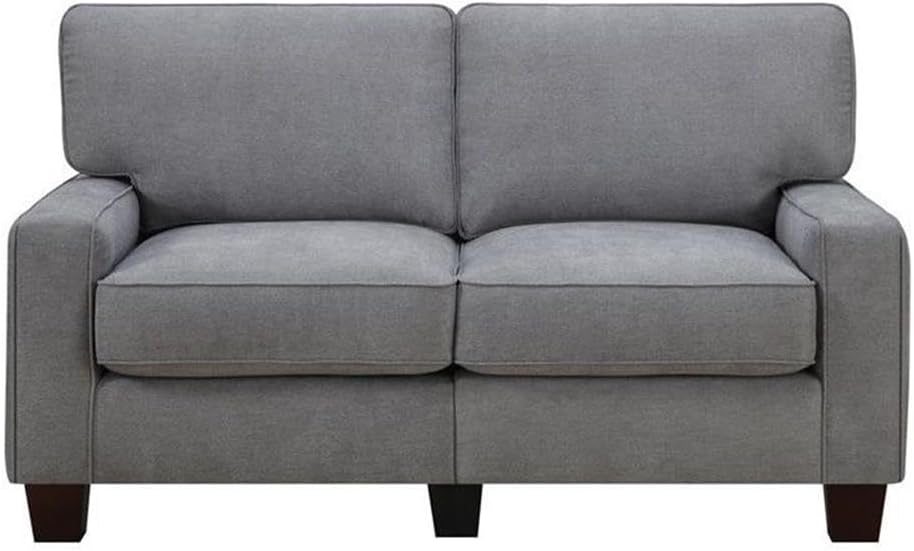 Pemberly Row Modern Loveseat Sofa for Small Apartments, 2 Seater Couch for Living Room, Tool-Free Assembly, Light Grey