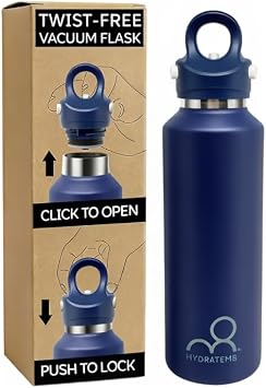 20 oz Insulated Water Bottle Twist-Free Vacuum Stainless Steel thermal flask with Threadless Lockable Lid - Sweat-Proof & 36Hr Ice Retention - Anti-Scratch Coating & Leak Proof for Travel Gym Hiking
