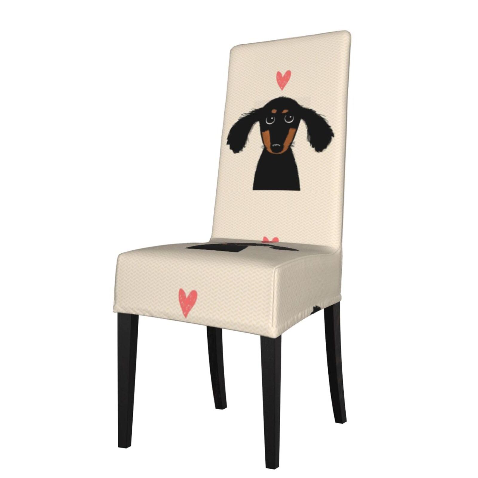 Lkymoh As Picture Dachshund Puppy Love, Chair Covers Stretch Chair Slipcovers For Dining Room, For Party Pet Protection Universal Fit Soft Polyester