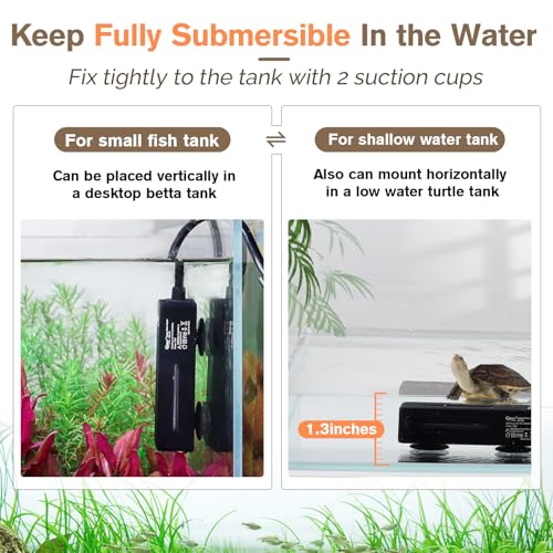 Image of hygger Mini Fish Tank Submersible Heater for 1~15 Gallons Desktop Betta Aquarium Heater with Digital Display Controller Adjustable Temperature, 20W /50W /75Watt (75W)