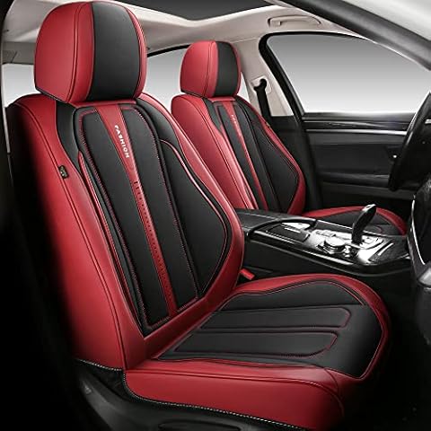 BLINGBEAR Full Coverage Faux Leather Front Car Seat Covers Fit for Cars Trucks Sedans SUVs with Waterproof Leatherette in Auto Interior Accessories (Front Pair Wine RED.) Cover