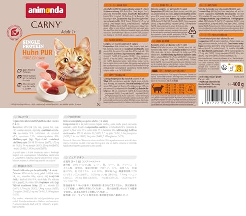 animonda Carny Katzen Nassfutter Single Protein Mix Pur (6 x 400g), Katzenfutter mit nur einer Proteinquelle, Futter für ausgewachsene Katzen