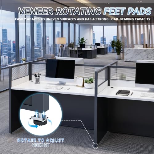 Image of Office Cubicle Desk, 2 People Cubicle Desk with Mute Privacy Panels, Office Cubicle Computer Workstations 4s40 Table with Cable, Partitions Desk for Home /Offices Commercial Workspace,Business, Style B