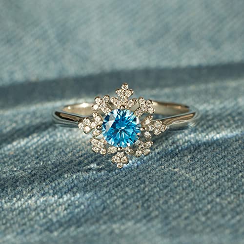 STORYJEWELLERY Snowflake Promise Rings for Women, Silver Cubic Zirconia Dainty Snowflake Statement Rings for Women, Birthday Christmas Valentines Gifts4