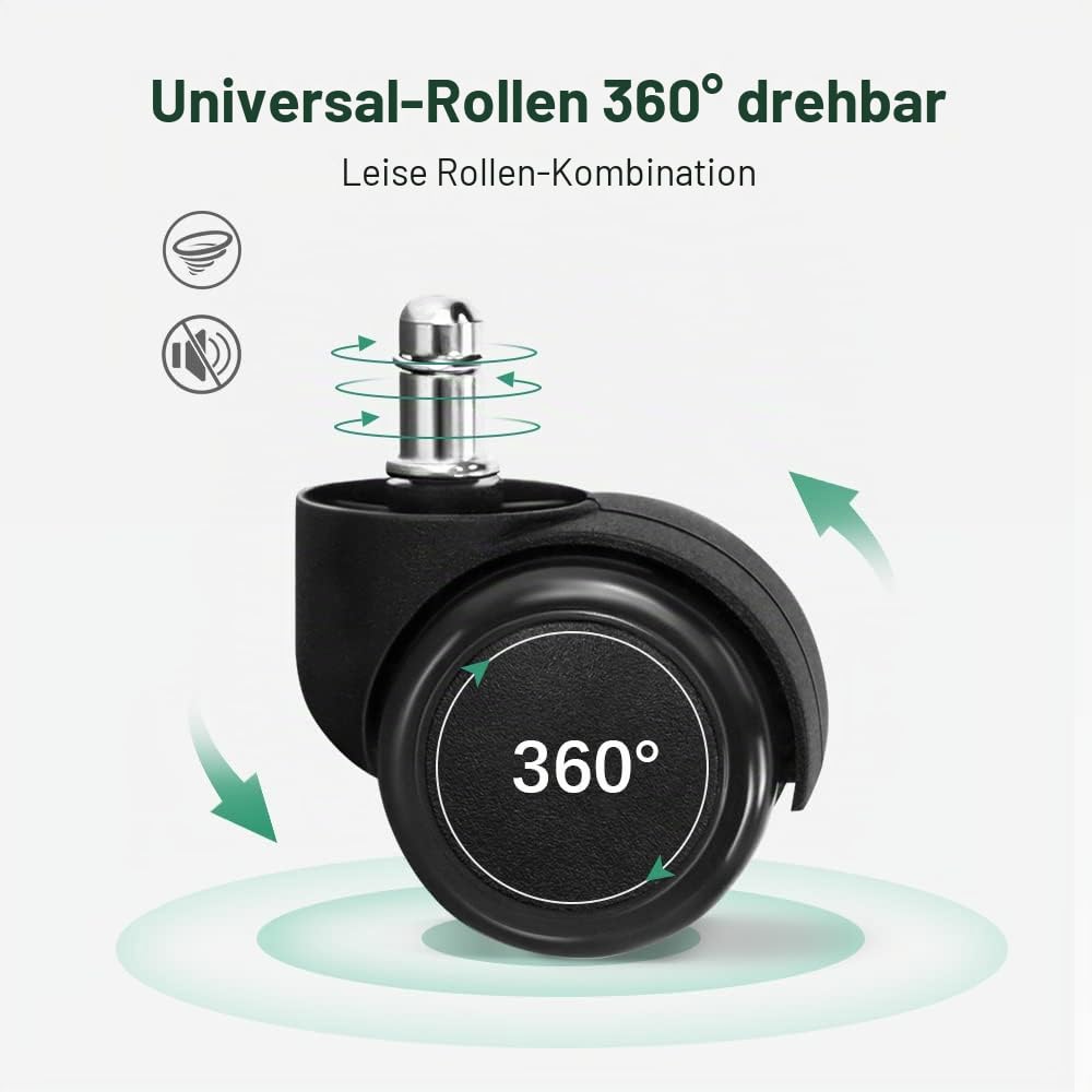 FURWOO Rollsitz PU-Leder Niedriger runder Rollhocker Bodenhocker mit Universal-Rollen für Home Fitness Sport Pediküre Hocker, H：25.5cm(Schwarz)