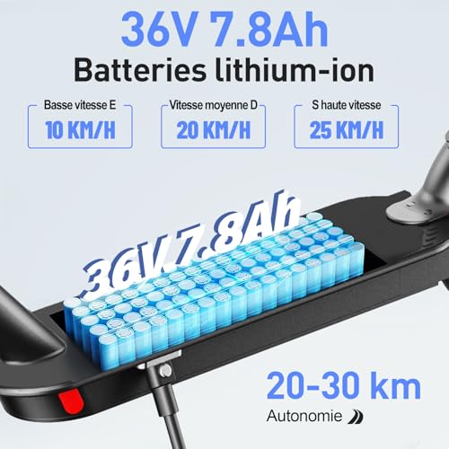 Trottinette Electrique Adulte antivol Ultra Legere, Autonomie 30km Trotinette Électrique Pliable 350W Batterie 36V 7.8Ah, pneus nid d'abeille increvables APP déverrouillée Scooter Electrique Adulte – Image 4